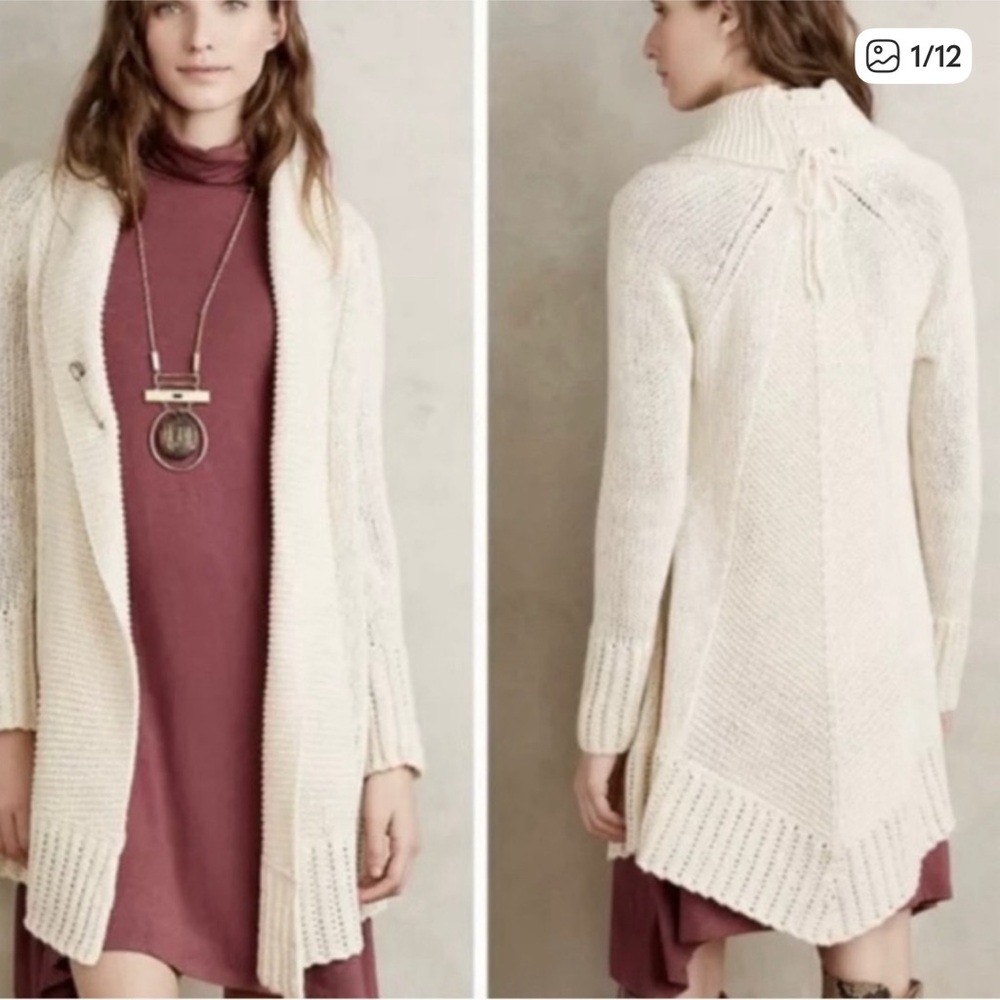 Anthropologie Angel Of The North Fidus Cream Open-Front Cardigan